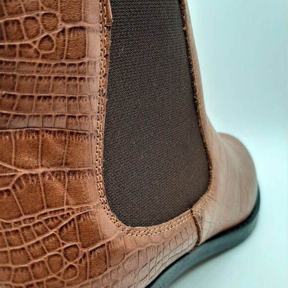 Brown Croco Flat Booties - Picture 7 of 7